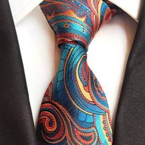 Cravate Paisley Orange Et Bleue