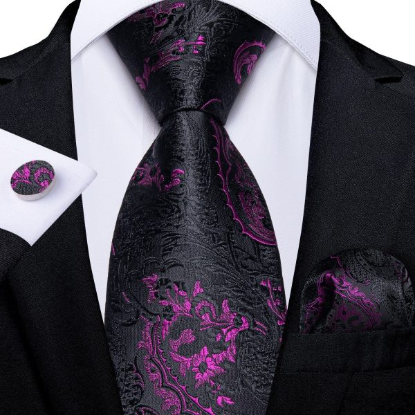 Cravate Paisley Noire Et Violette