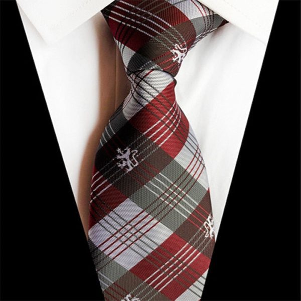 Cravate à Rayures Gris Clair Et Rouge Avec Motif