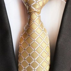 Cravate à Carreaux Or Et Blanc