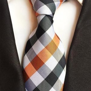 Cravate à Carreaux Orange Noir Et Blanc