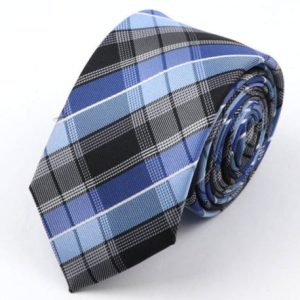 Cravate à Carreaux Noire Et Bleu ÉCossaise