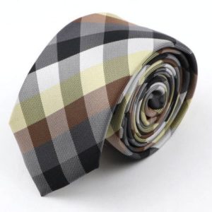 Cravate à Carreaux Marron Et Vert